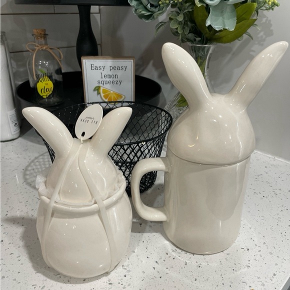 Reduced! NEW🐰 Rae Dunn 🌷 Easter bunny rabbit mug & topper+sugar bowl & topper - Picture 2 of 6